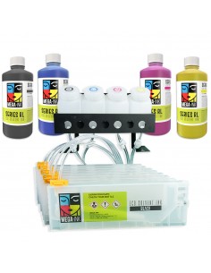 CISS-/BULK-System - Set mit 8 Kartuschen & 4x Series RL 1L CMYK Tinte komp. mit Roland Eco Sol Max I, II und III